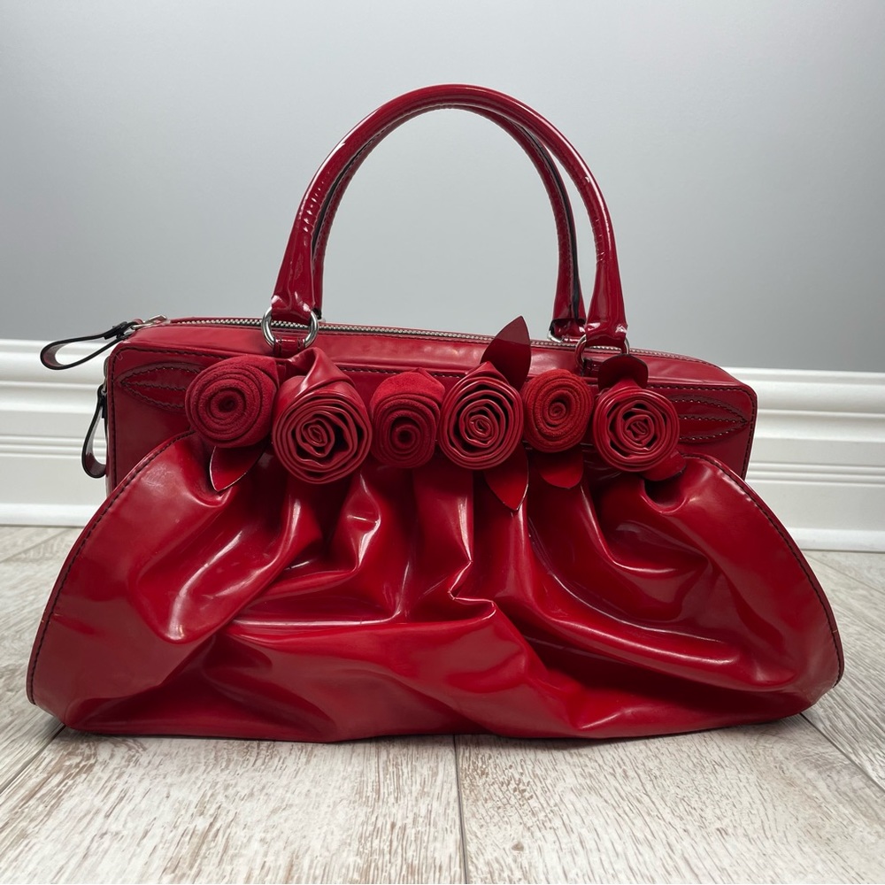 Authentic Valentino Garavani Lacca fleur red bag